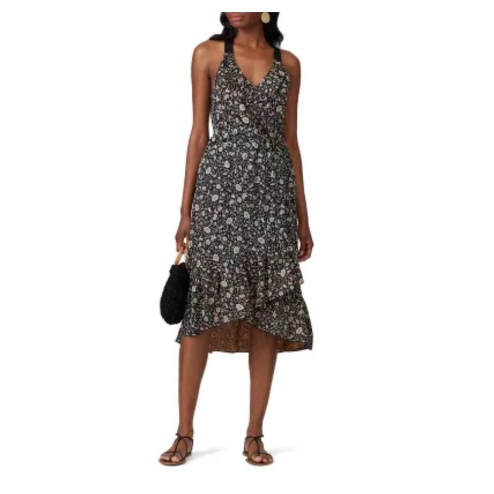Scotch & Soda Ruffled Summer Dress Small Black Brown Floral